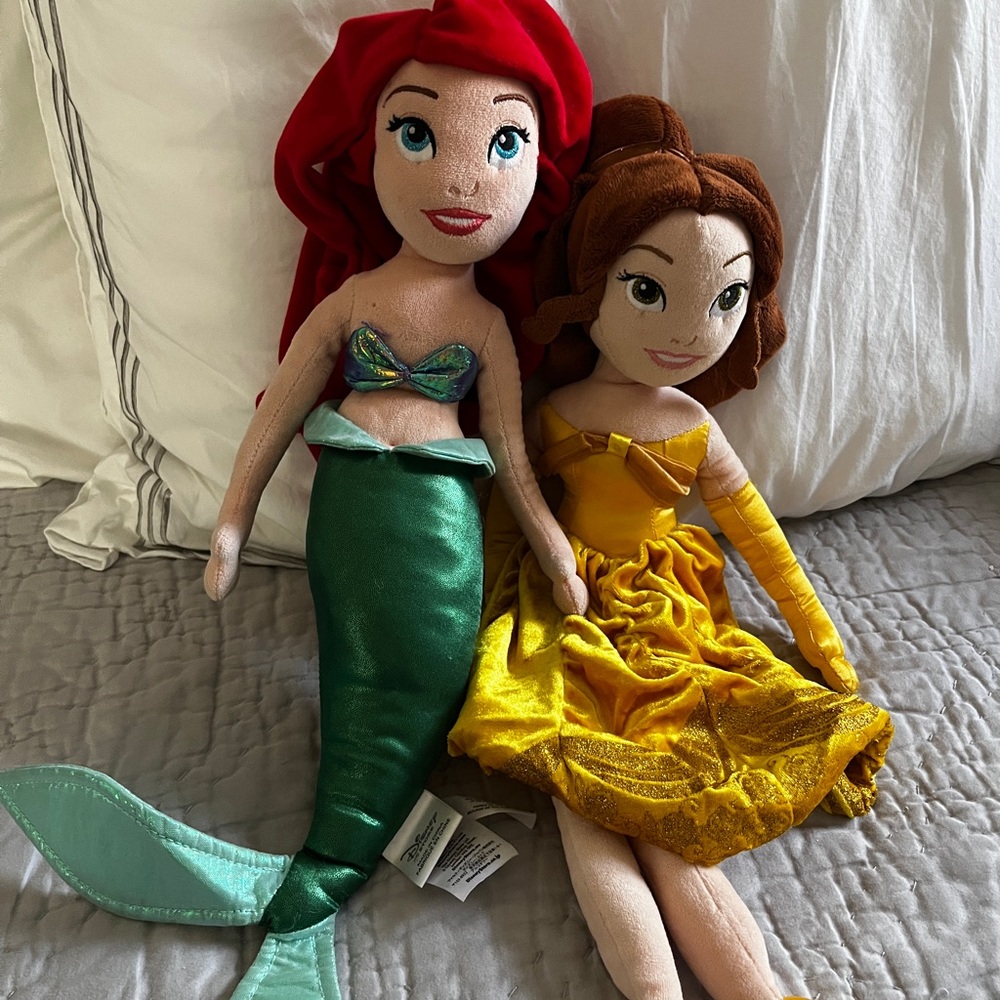 Disney Princess Ariel and Belle Plush Dolls